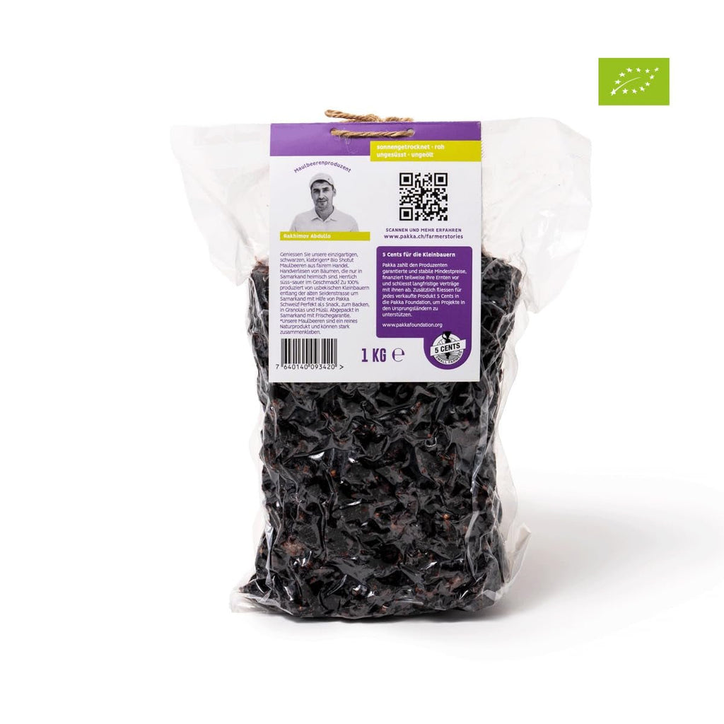 PAKKA - Mure negre organice, uscate la soare 1kg, Fair foarte lipicios, suculent dulce și acru King Shotut mure direct de la fermierii mici din Samarkand în Uzbekistan, vegan, pachet de familie 1000g Produse deshidratate Naty Shop