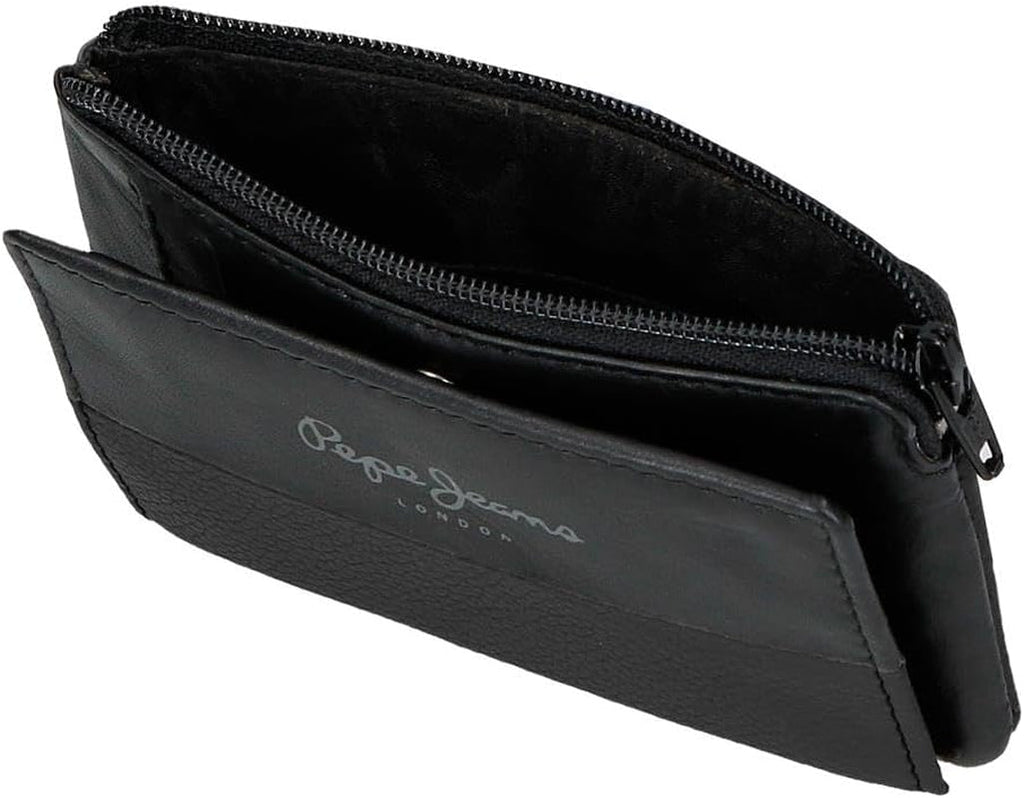 Pepe Jeans Joumma Bags Double Purse, Negru, 11 x 7 x 1,5 cm, Piele, Negru, Talla única, Portofel Portofel Barbati Naty Shop