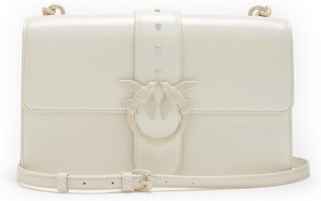 Pinko Ladies Love One Classic Cl Naplack Colour Block Bag Genti Femei Naty Shop Z14B_White + bloc de culoare albă