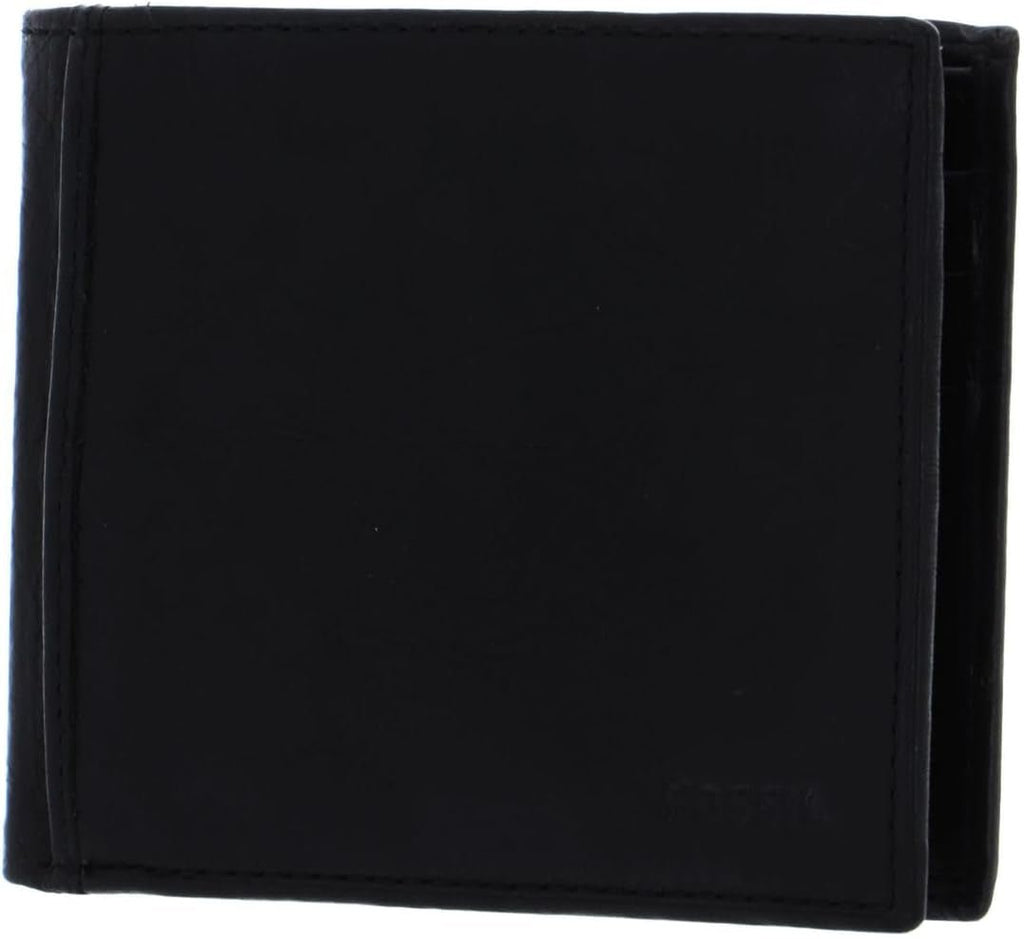 Portofel bifold din piele Ingram pentru bărbați Fossil 11,43 cm L x 1,905 cm l x 8,89 cm H Portofel Barbati Naty Shop Negru