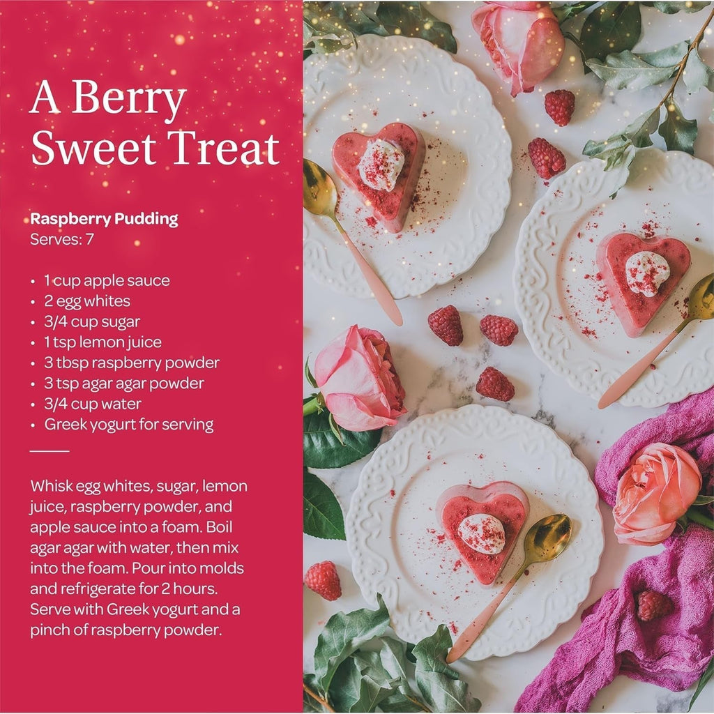 Pudră organică de zmeură, obținută din 100% zmeură întreagă, pulbere obținută din zmeură liofilizată, 171 g, din Europa, aprovizionare pentru 24 de zile, fără zahăr adăugat Produse deshidratate Naty Shop