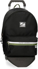 Rucsac Pepe Jeans Luca pentru laptop, compartiment dublu cu troler, 15.6 inch, negru, 31 x 44 x 15 cm, poliester 23.87 l, negru , Rucsac pentru laptop cu compartiment dublu și troler Bagaje și echipament de călătorie Naty Shop Pc rucsac + troler