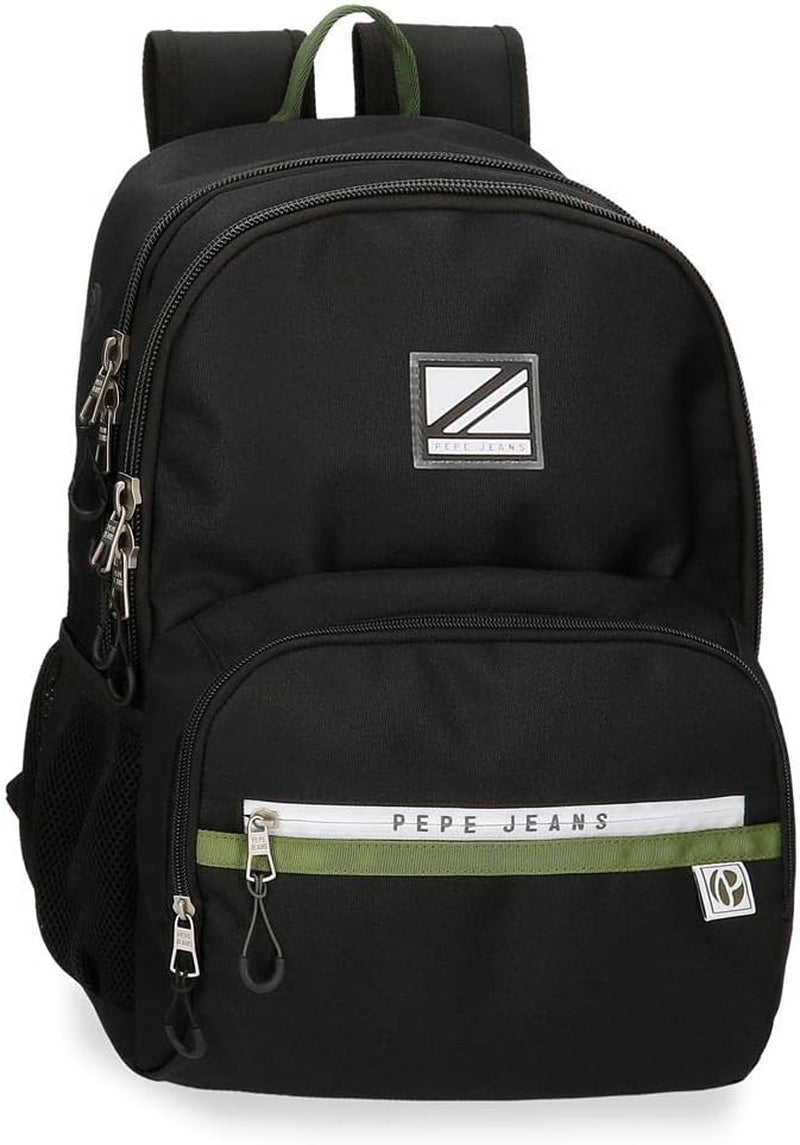 Rucsac Pepe Jeans Luca pentru laptop, compartiment dublu cu troler, 15.6 inch, negru, 31 x 44 x 15 cm, poliester 23.87 l, negru , Rucsac pentru laptop cu compartiment dublu și troler Bagaje și echipament de călătorie Naty Shop Rucsac dublu