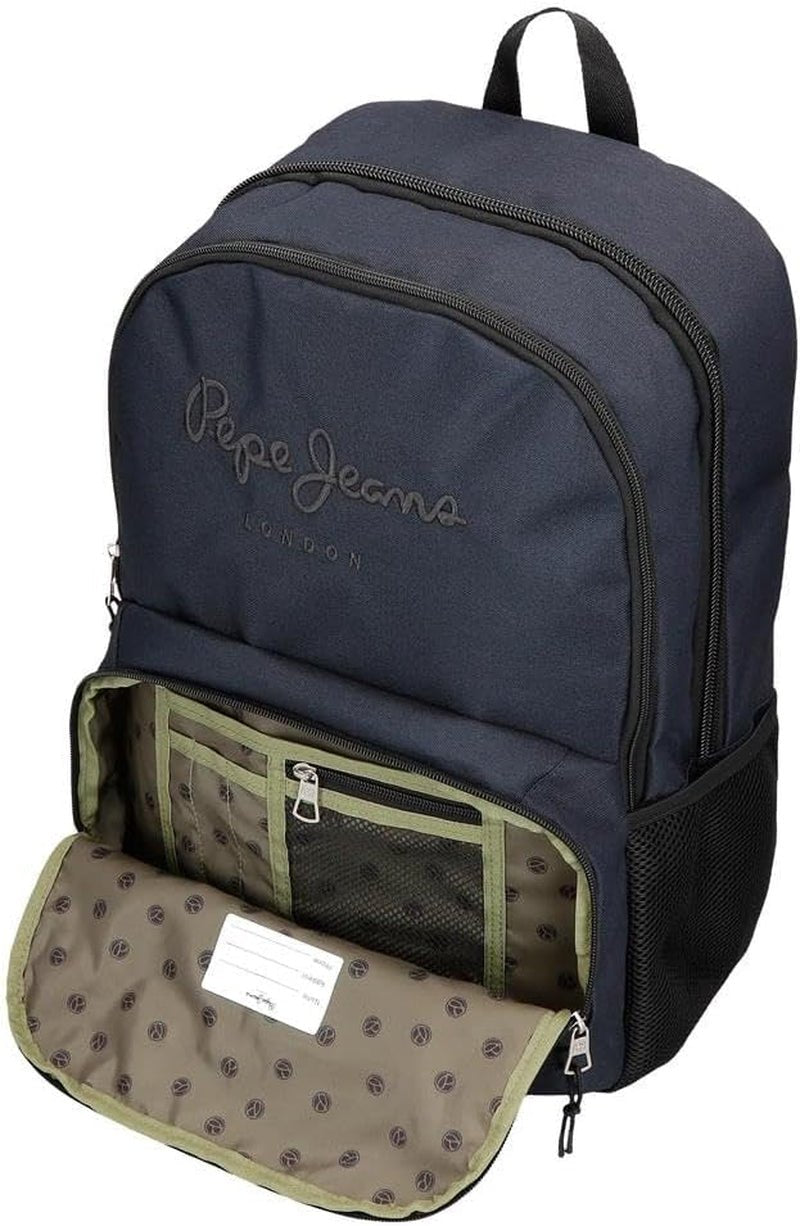 Rucsac școlar Pepe Jeans Cromwell, compartiment dublu, negru, 33 x 46 x 15 cm, poliester, 22.77 l, negru, Talla única, rucsac școlar cu compartiment dublu Rucsacuri si ghiozdane premium Naty Shop