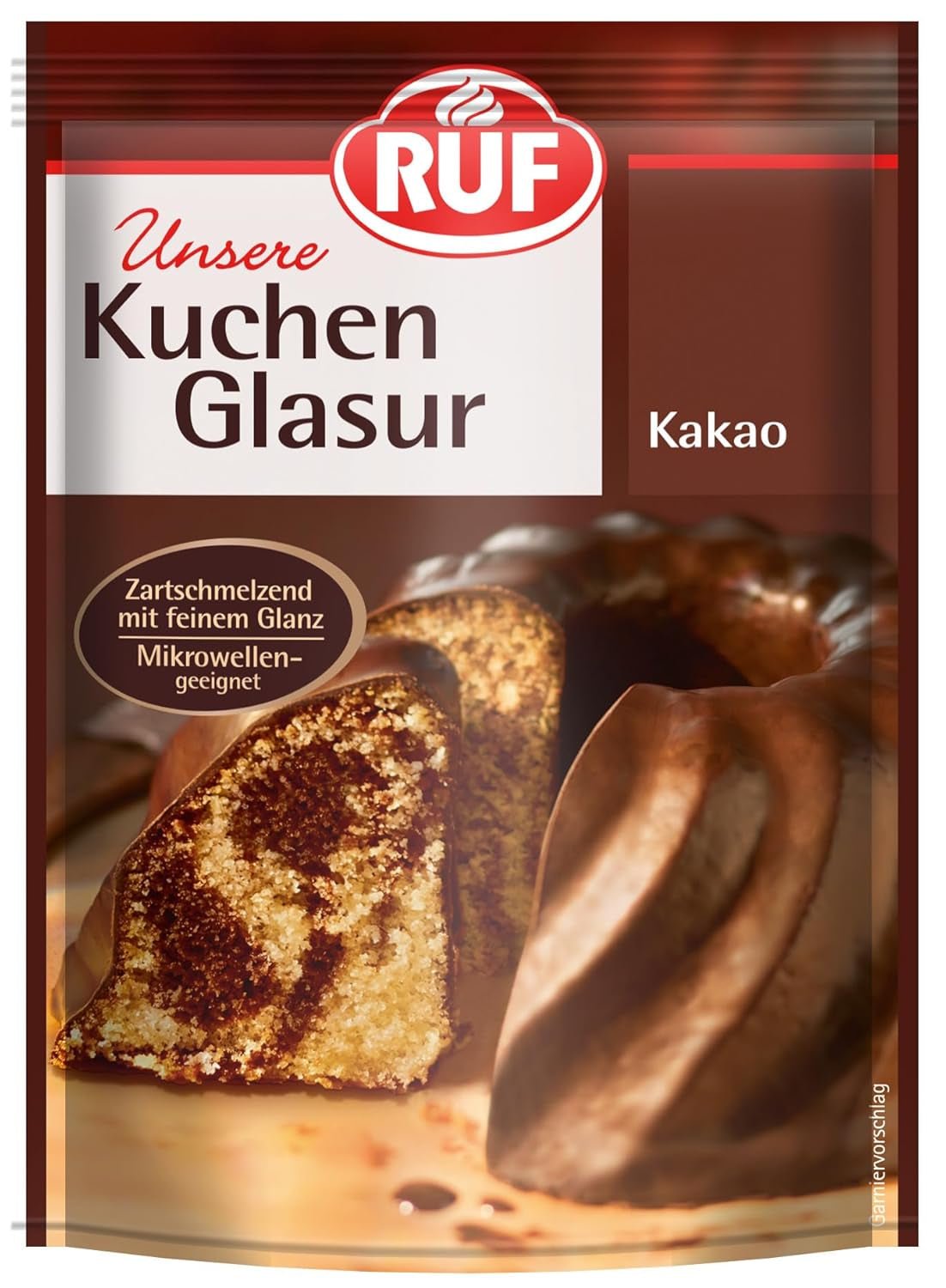 RUF Cake Glaze Bourbon Vanilla, 100g într-o pungă, rezistent la microunde, pentru glazurarea și decorarea biscuiților, brioșelor și prăjiturilor, fără gluten Pasta de zahar Naty Shop Cacao