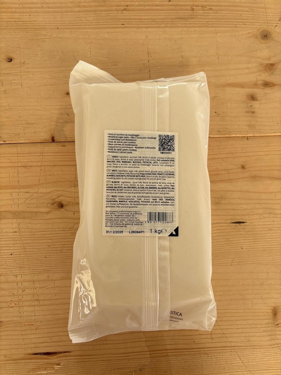 Saracino Fondant Model alb pentru modelare 250 g fără gluten fabricat în Italia Pasta de zahar Naty Shop