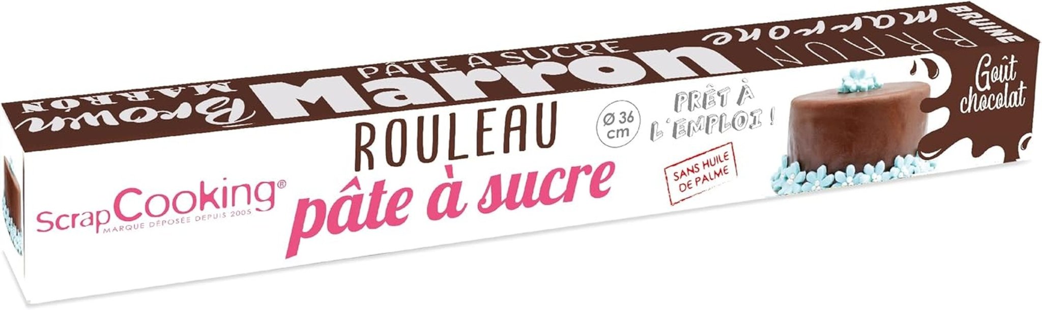 ScrapCooking - Roll fondant roz â'¬ 36 cm - Fondant negru rulat 430 g - Cake topper decorare topper fondant pentru prăjituri, coacere, aniversări, petreceri - Roz - 7264 Pasta de zahar Naty Shop Maro