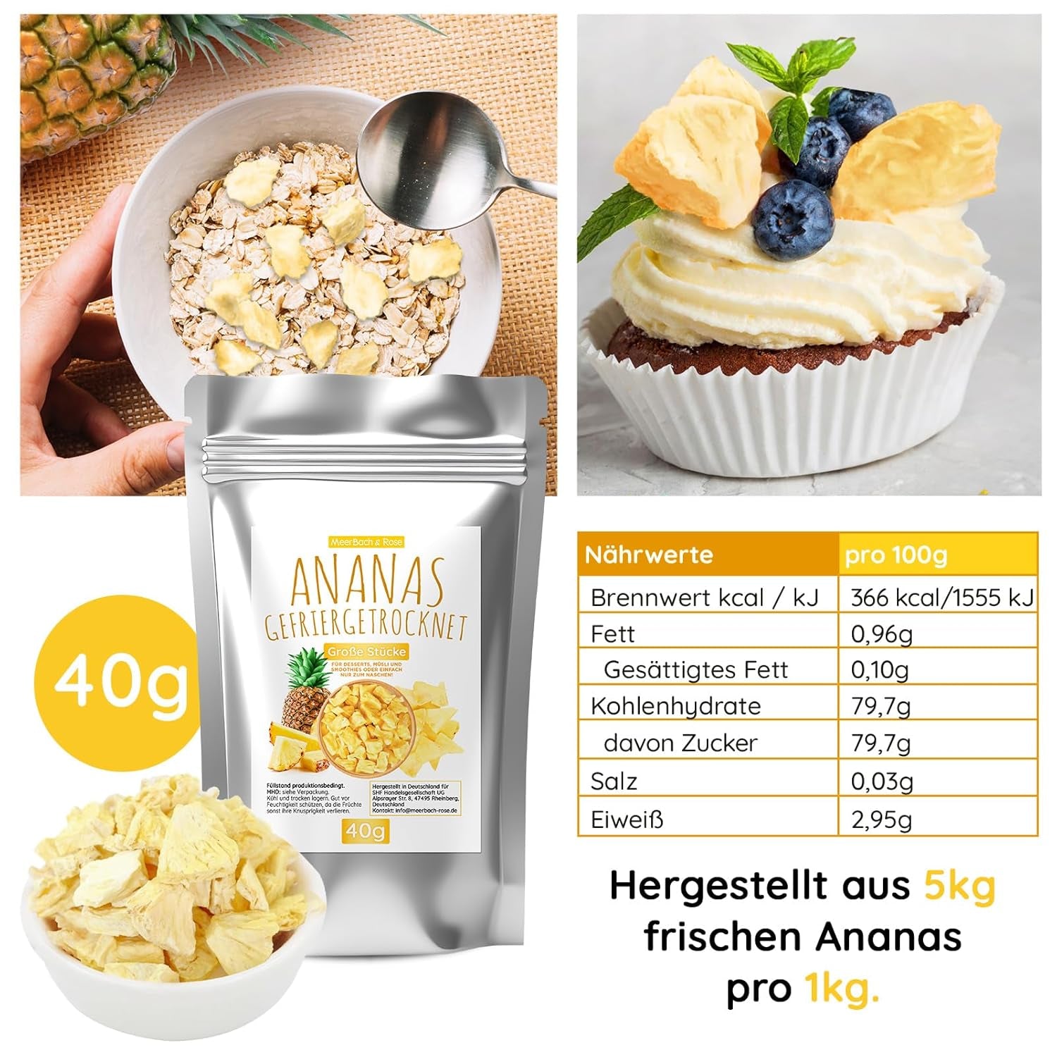 Set de degustare de fructe liofilizate 5x40g, căpșuni fructate liofilizate, zmeură, ananas, mango și amestec de căpșuni-banană, fără aditivi, fabricat în Germania Produse deshidratate Naty Shop