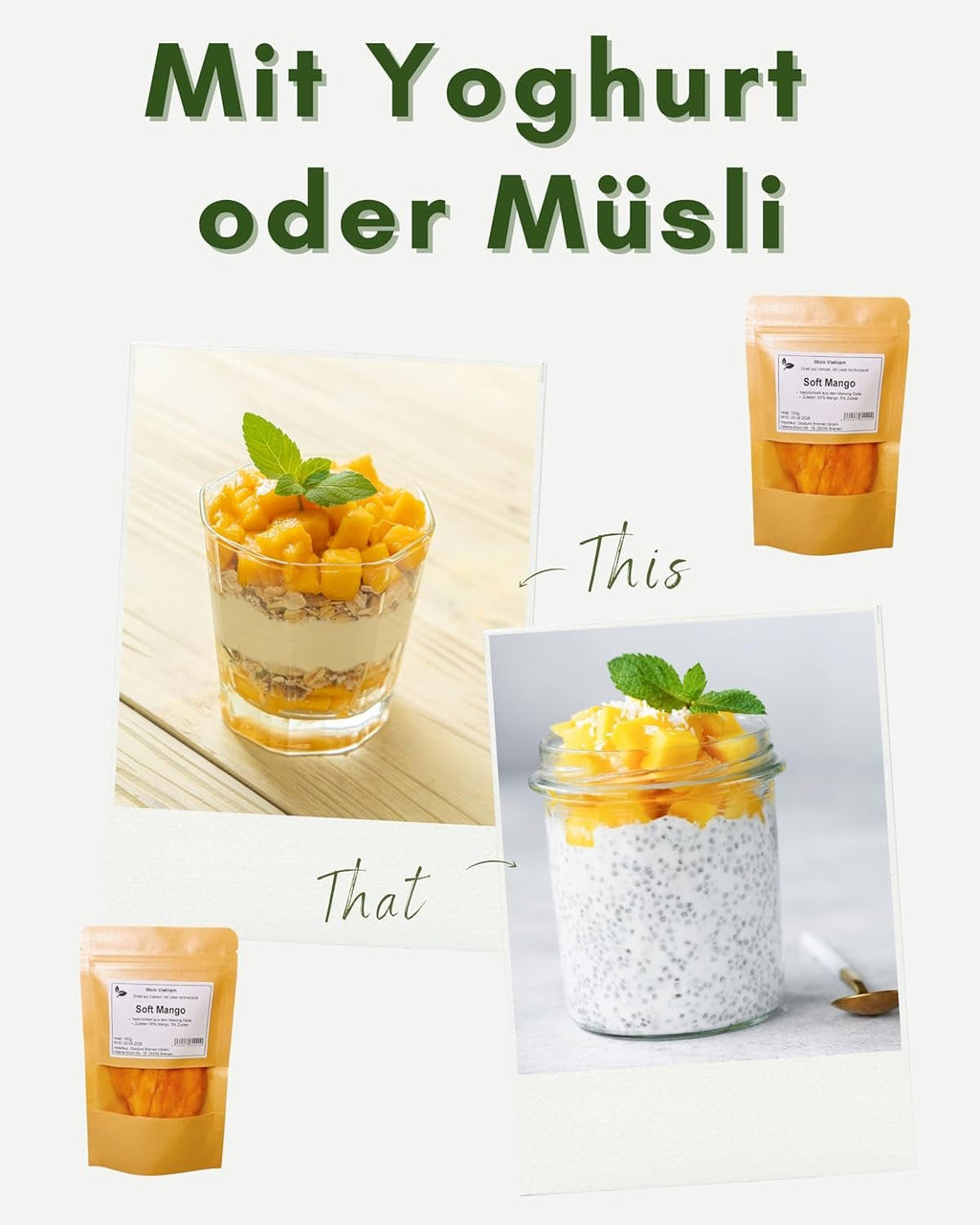 SOFT MANGO - Felii moi de mango uscat din Vietnam - Aromă fructată și exotică - Vitaminele Power A, C, E - Vegan - Punguță stand-up 100g Mango uscat Produse deshidratate Naty Shop