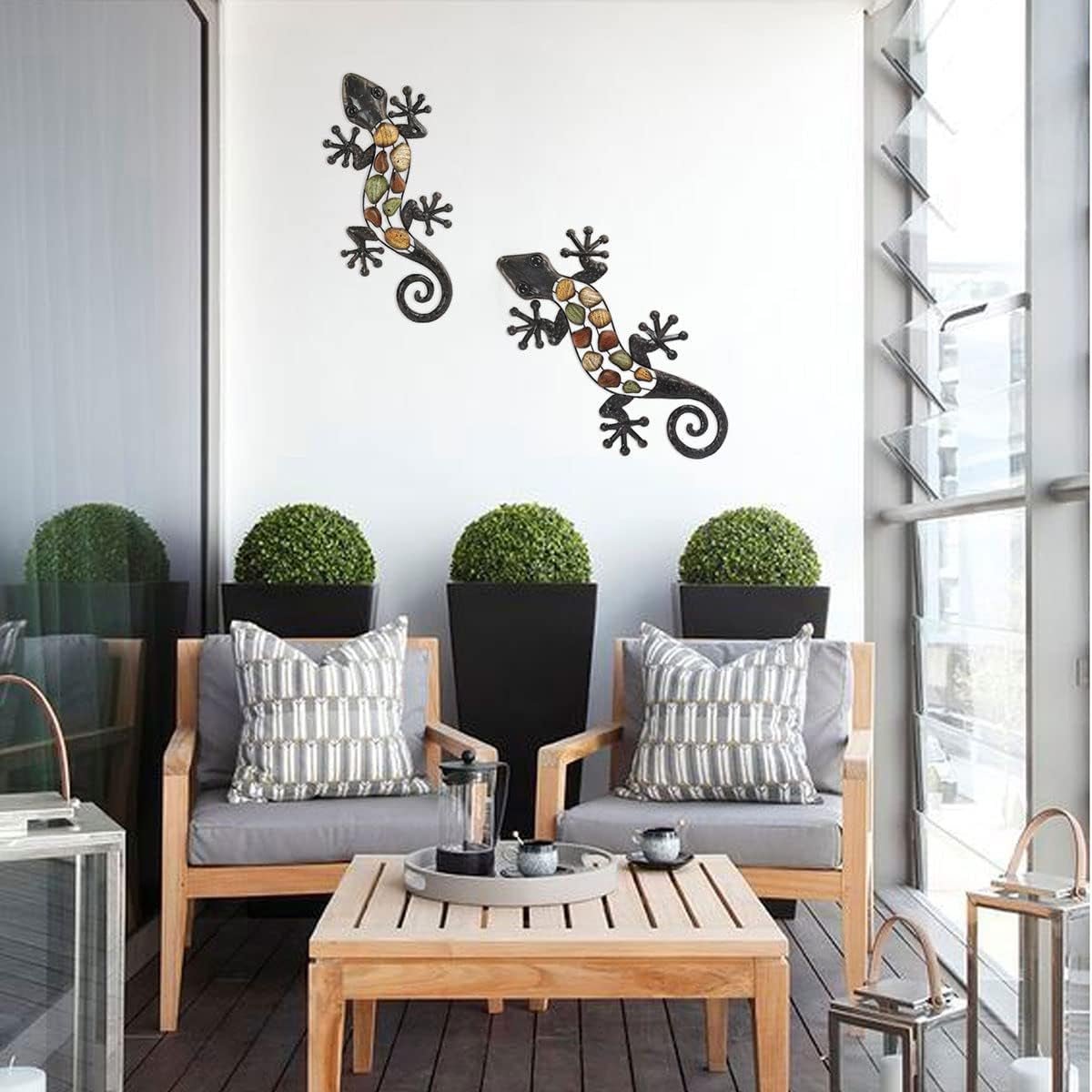 Șopârlă perete metal tonuri de pământ 60 x 30 x 1,5 cm, colorat, estandar Statuete si sculpturi Naty Shop