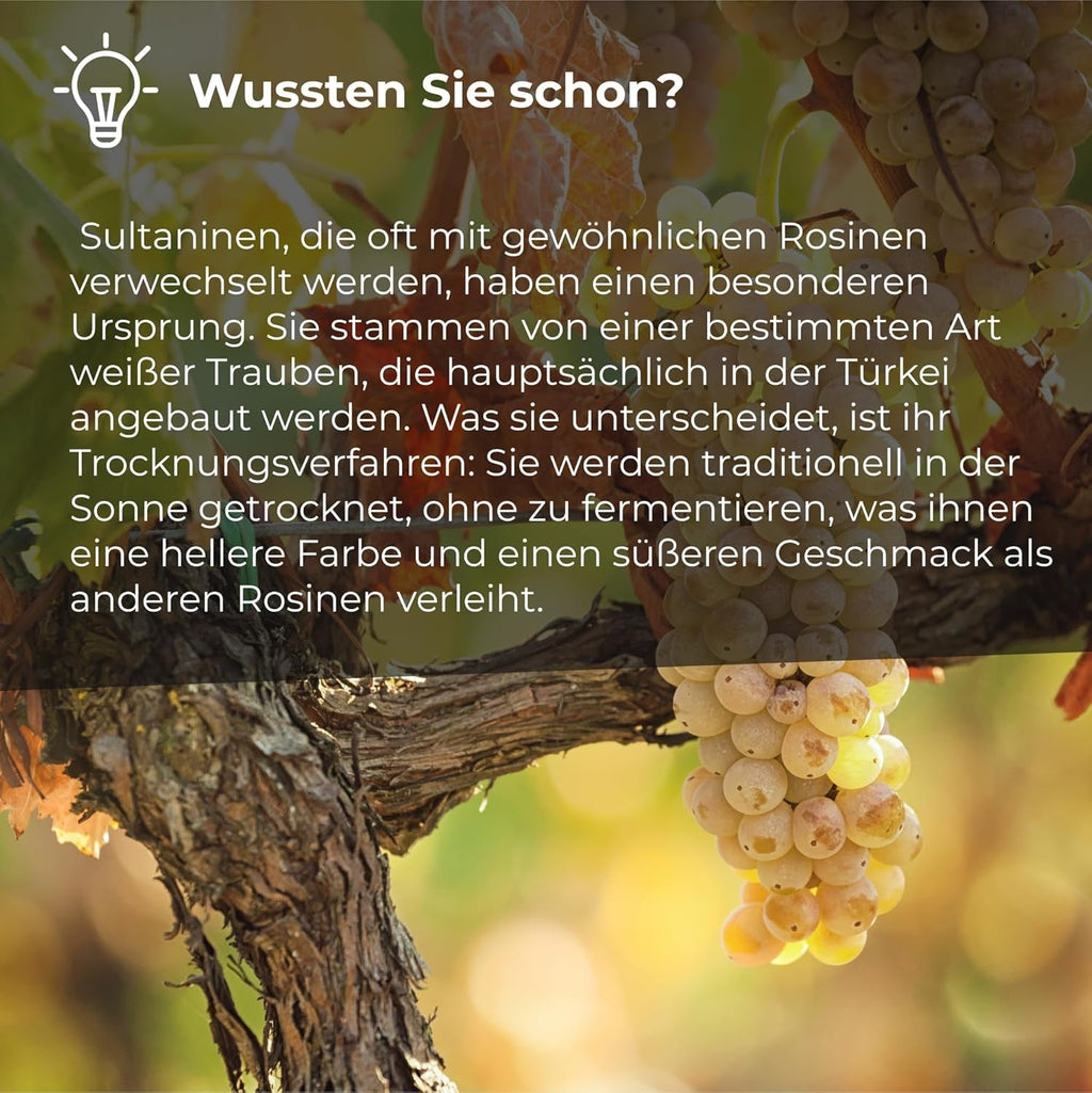 Stafide Sultanas 1kg | Stafide Smyrna | Stafide uscate Sultanas originare din Izmir | 100% de origine turcă | Snacks-uri de calitate | în Fibre dietetice din struguri uscați | Produse deshidratate Naty Shop