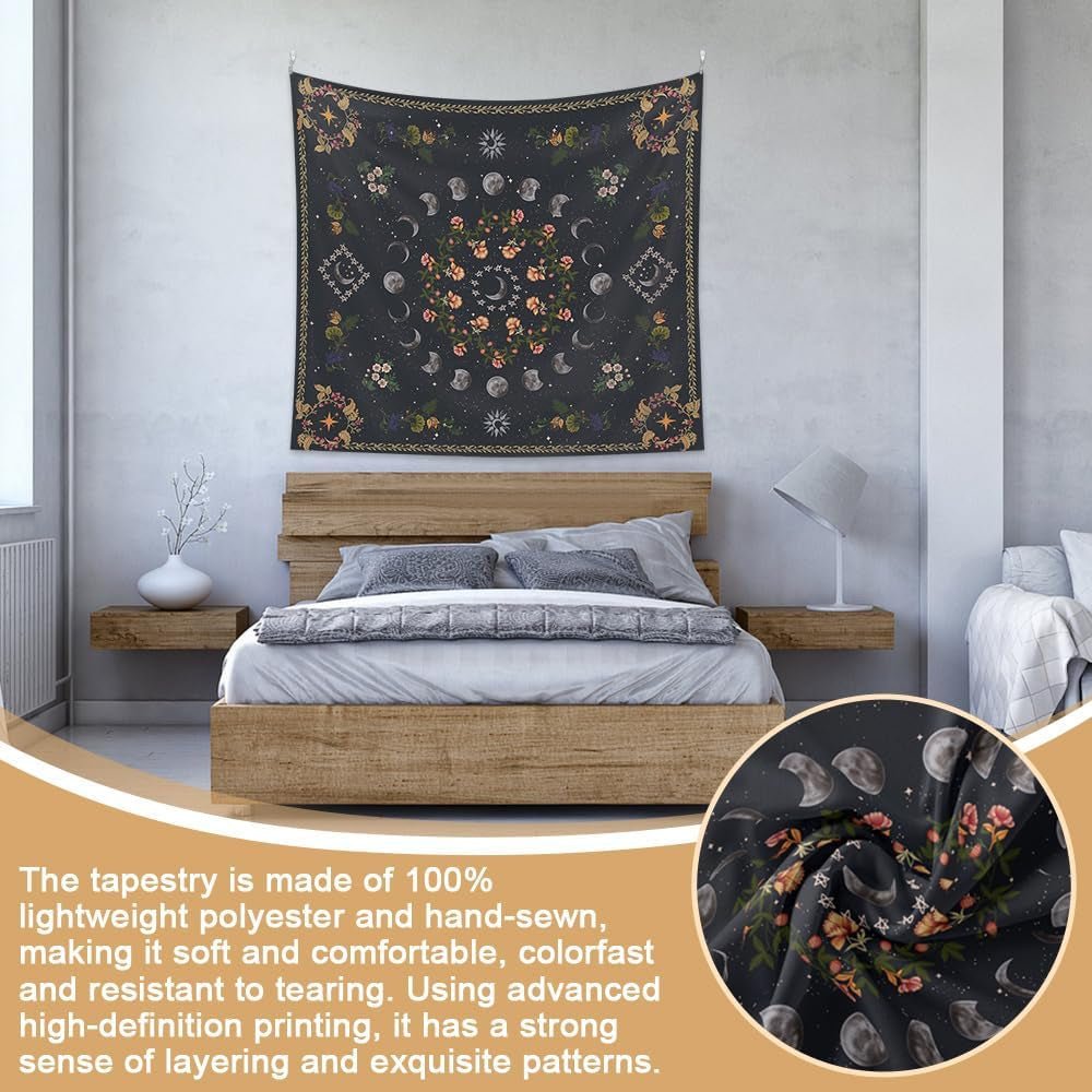 Tapiserie 130 130mx150m moon phases panza flori Casa - Accesorii si Decoratiuni Naty Shop