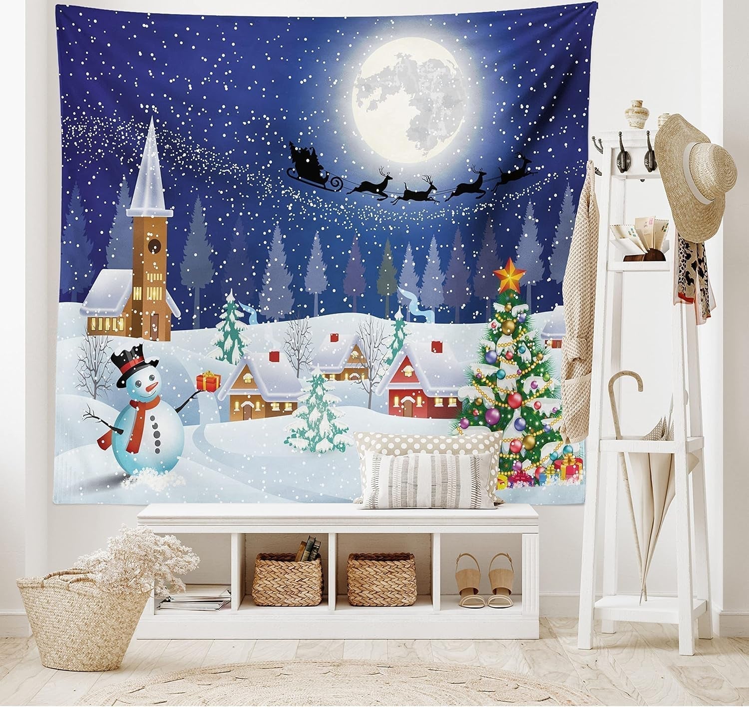 Tapiserie abakuhaus wanderlust harta animala lumii desene Casa - Accesorii si Decoratiuni Naty Shop Albastru alb 150L X 110B Cm