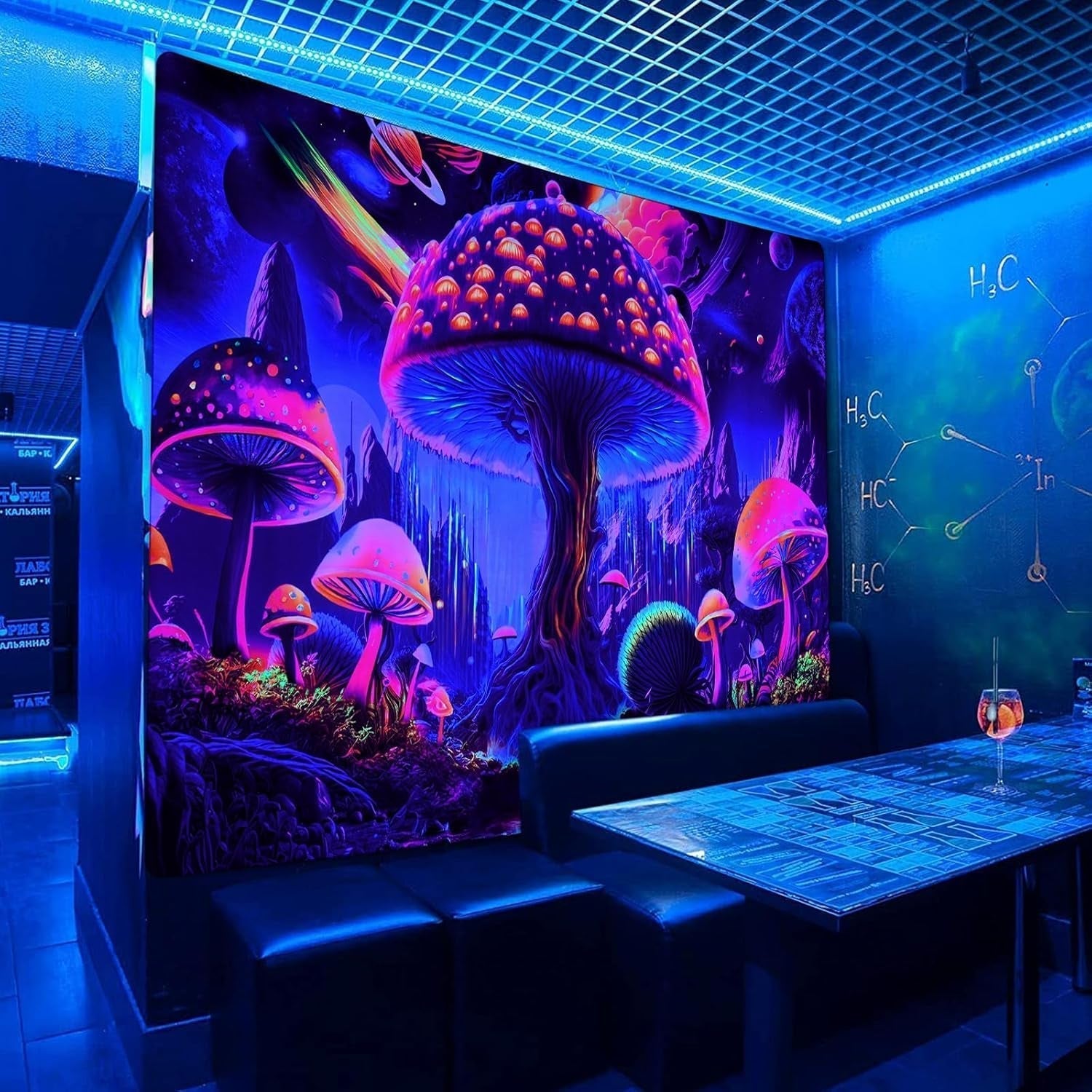 Tapiserie alishomtll black light mushroom moon phase Casa - Accesorii si Decoratiuni Naty Shop