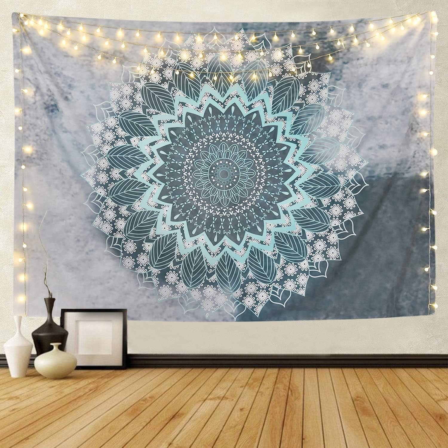 Tapiserie alishomtll mandala indian yoga hippie carpa Casa - Accesorii si Decoratiuni Naty Shop 1 mandala (gri+albastru) 235L X 235B Cm