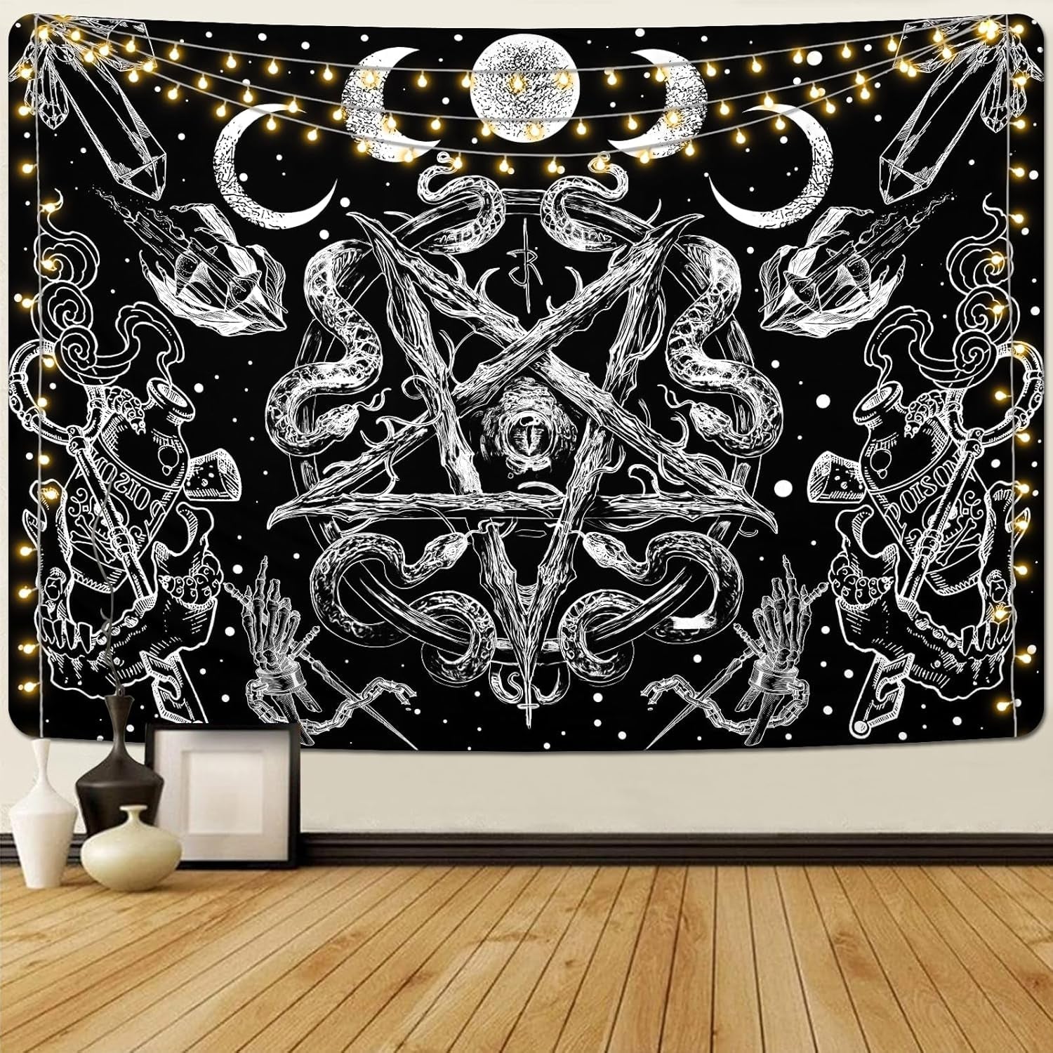 Tapiserie alishomtll witchy snake estetic gothic pentagram wall Casa - Accesorii si Decoratiuni Naty Shop Pentagrama 210L X 150B Cm