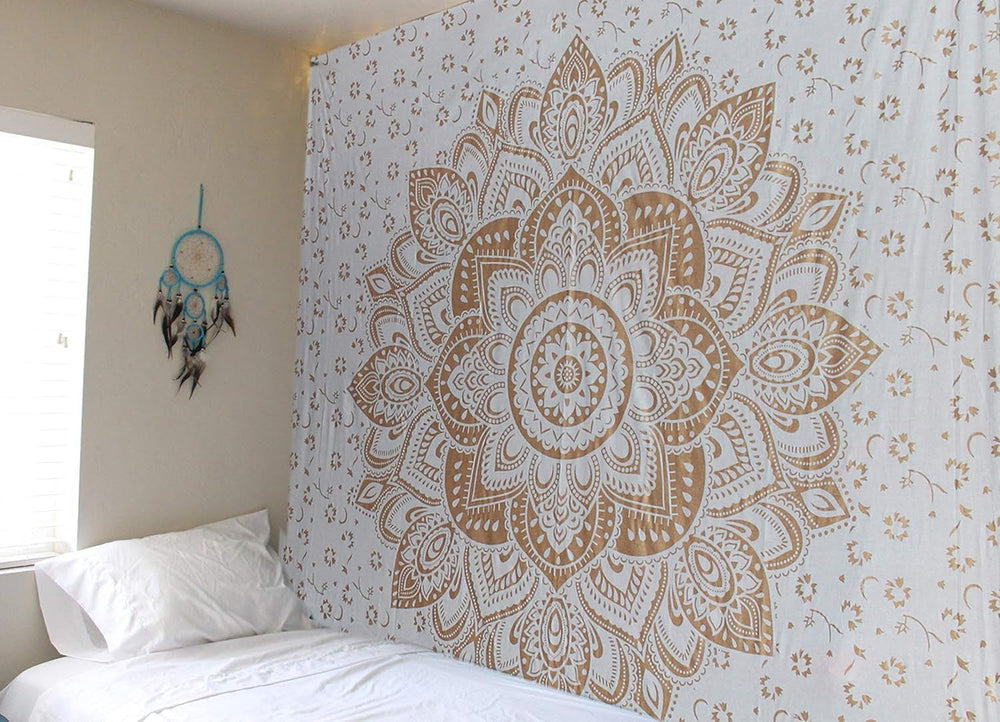 Tapiserie aur metalic mandala bumbac indian plaja arunca Casa - Accesorii si Decoratiuni Naty Shop