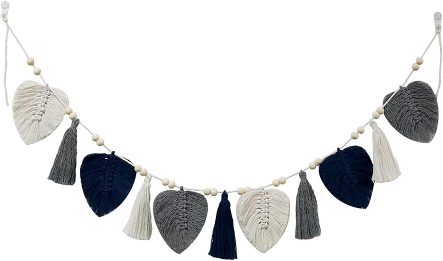 Tapiserie decorative tesute frunze chic franjuri Casa - Accesorii si Decoratiuni Naty Shop Albastru