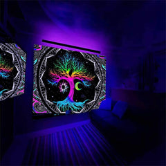 Tapiserie fluorescent tree life psychedelic moon Casa - Accesorii si Decoratiuni Naty Shop