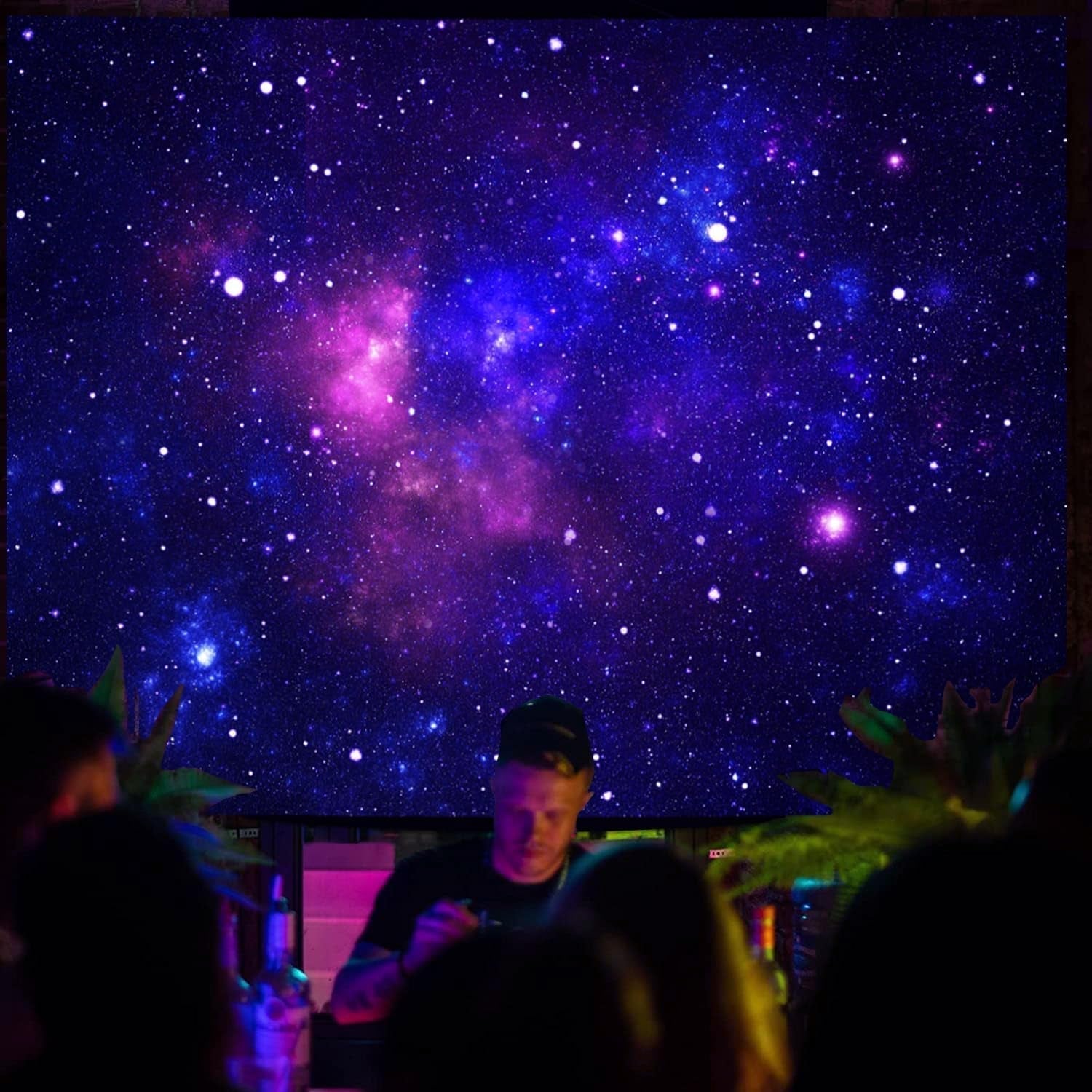 Tapiserie galaxie lumina neagra cer instelat albastru reactiv Casa - Accesorii si Decoratiuni Naty Shop