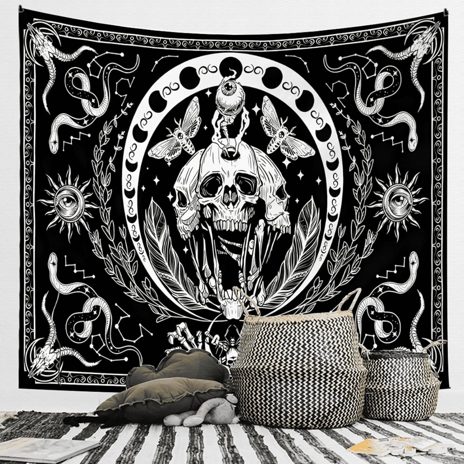 Tapiserie gothic halloween banner negru alb Casa - Accesorii si Decoratiuni Naty Shop