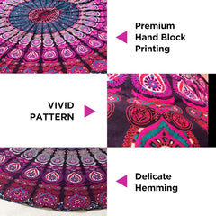 Tapiserie india prosop plaja rotund mandala hippie violet Casa - Accesorii si Decoratiuni Naty Shop