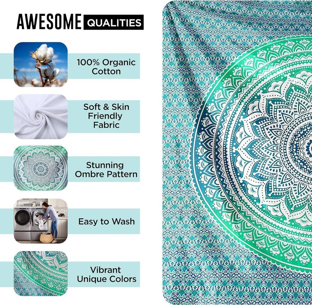 Tapiserie indiana mandala verde decorare estetica decorarea Casa - Accesorii si Decoratiuni Naty Shop