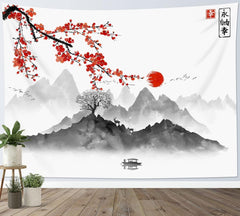 Tapiserie japoneza panza red cherry blossoms sun wall Casa - Accesorii si Decoratiuni Naty Shop Multi 01 200L X 150B Cm