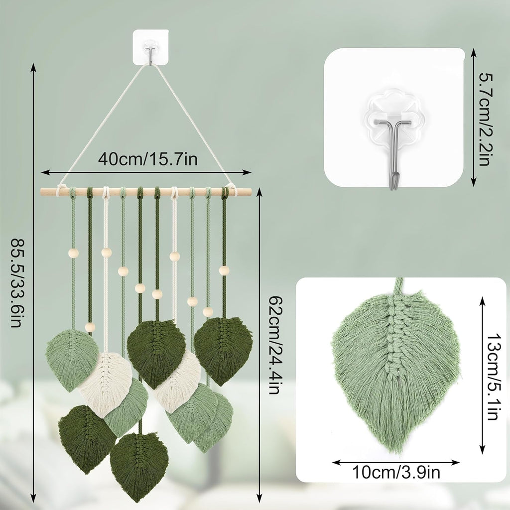 Tapiserie margele lemn frunze verzi carlig Casa - Accesorii si Decoratiuni Naty Shop