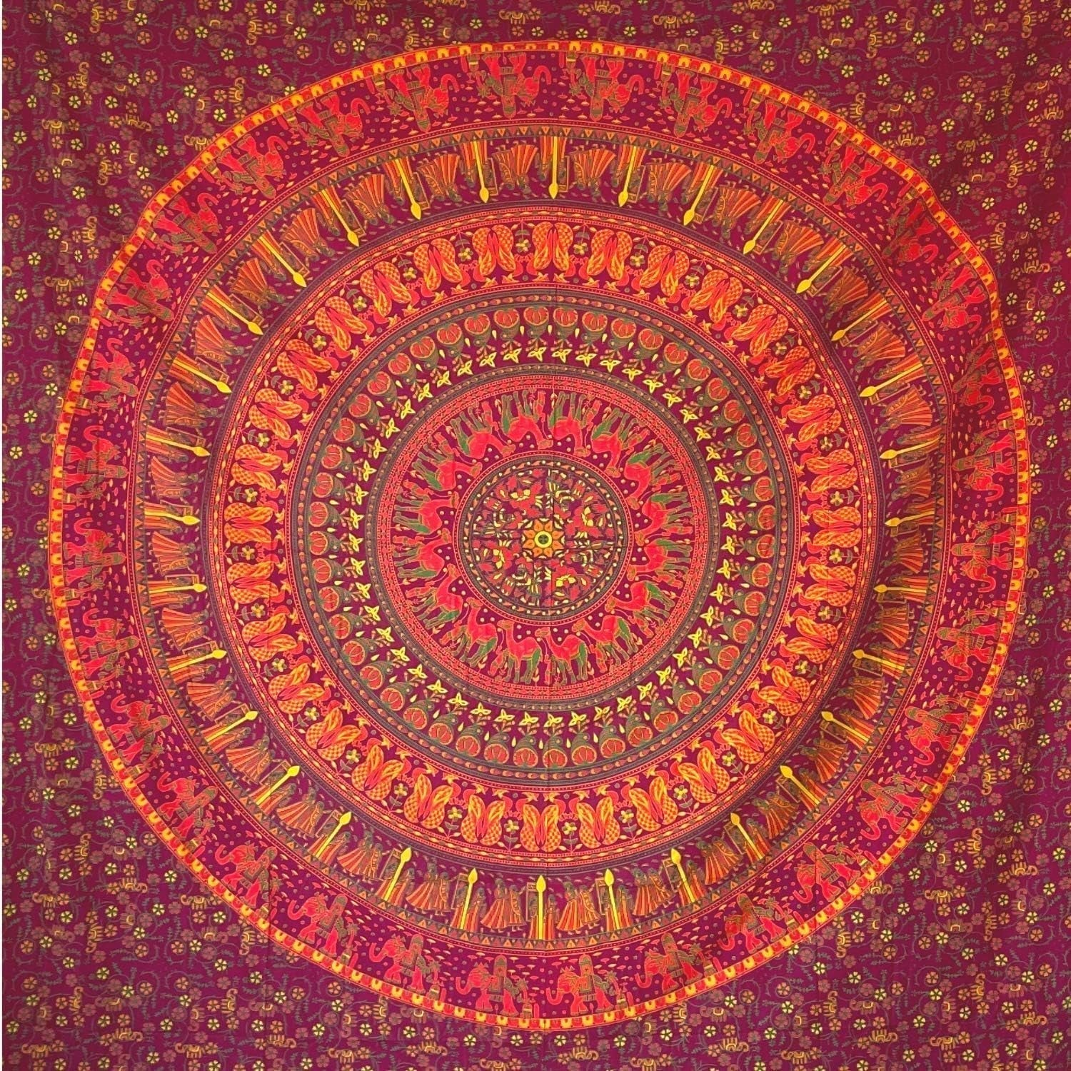 Tapiserie momomus mandala bumbac colorat desene orientale Casa - Accesorii si Decoratiuni Naty Shop Portocaliu 210L X 230B Cm