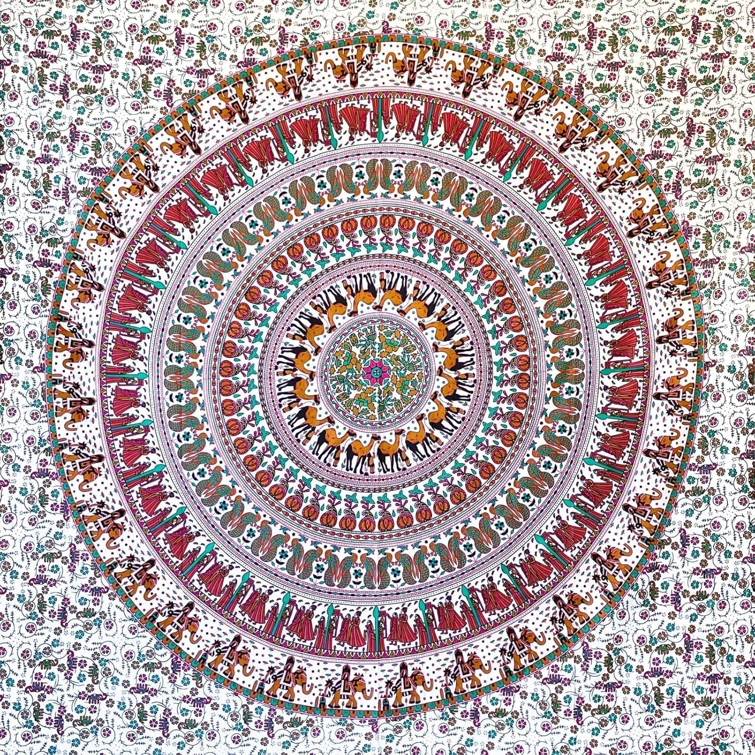 Tapiserie momomus mandala bumbac colorat desene orientale Casa - Accesorii si Decoratiuni Naty Shop Alb-maro 210L X 230B Cm