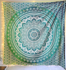 Tapiserie rajrang mandala bumbac verde mare Casa - Accesorii si Decoratiuni Naty Shop