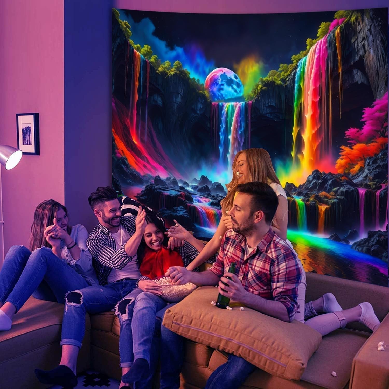 Tapiserie tapiterie cascada planetara fantezie lumina neagra Casa - Accesorii si Decoratiuni Naty Shop