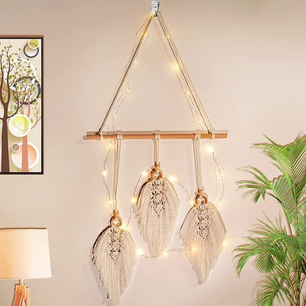 Tapiserie tesut manual tapiterie decorare peretilor camera copiilor Casa - Accesorii si Decoratiuni Naty Shop Trei frunze albe