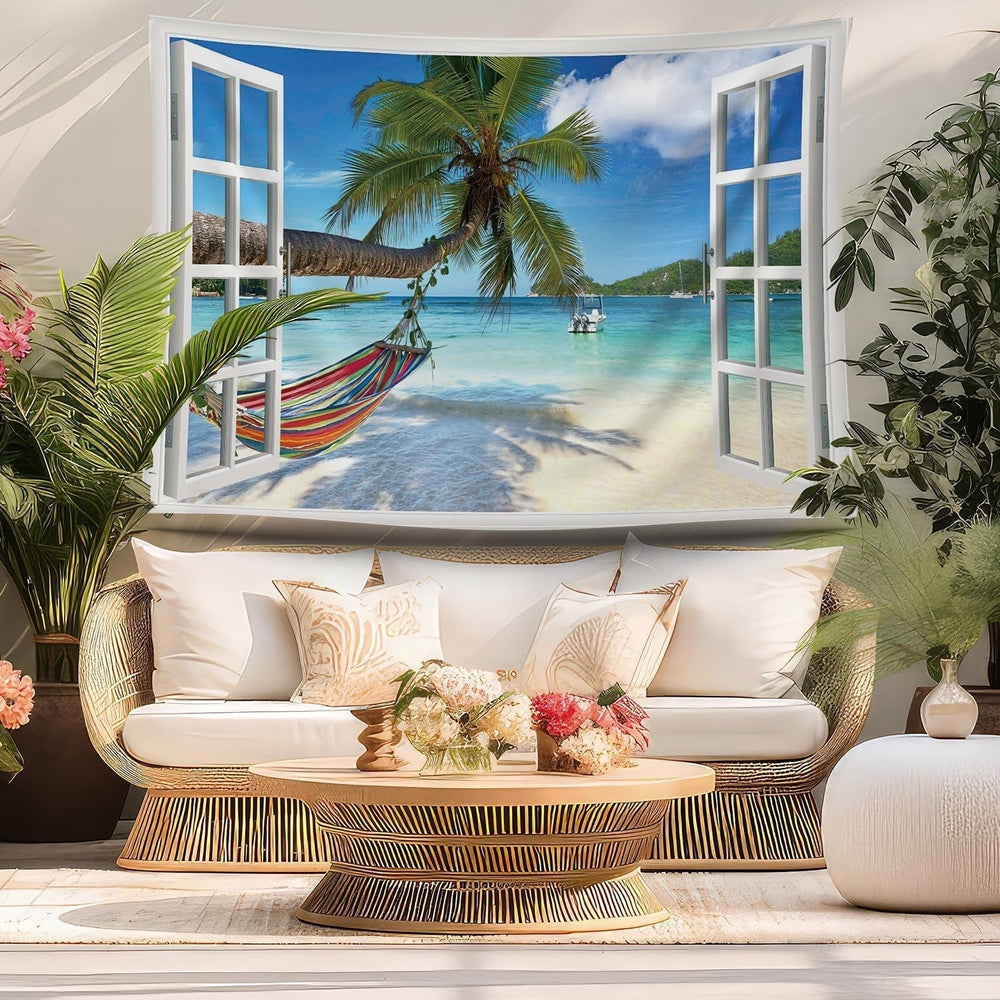 Tapiserie ulticool view beach sea palm hammock Casa - Accesorii si Decoratiuni Naty Shop