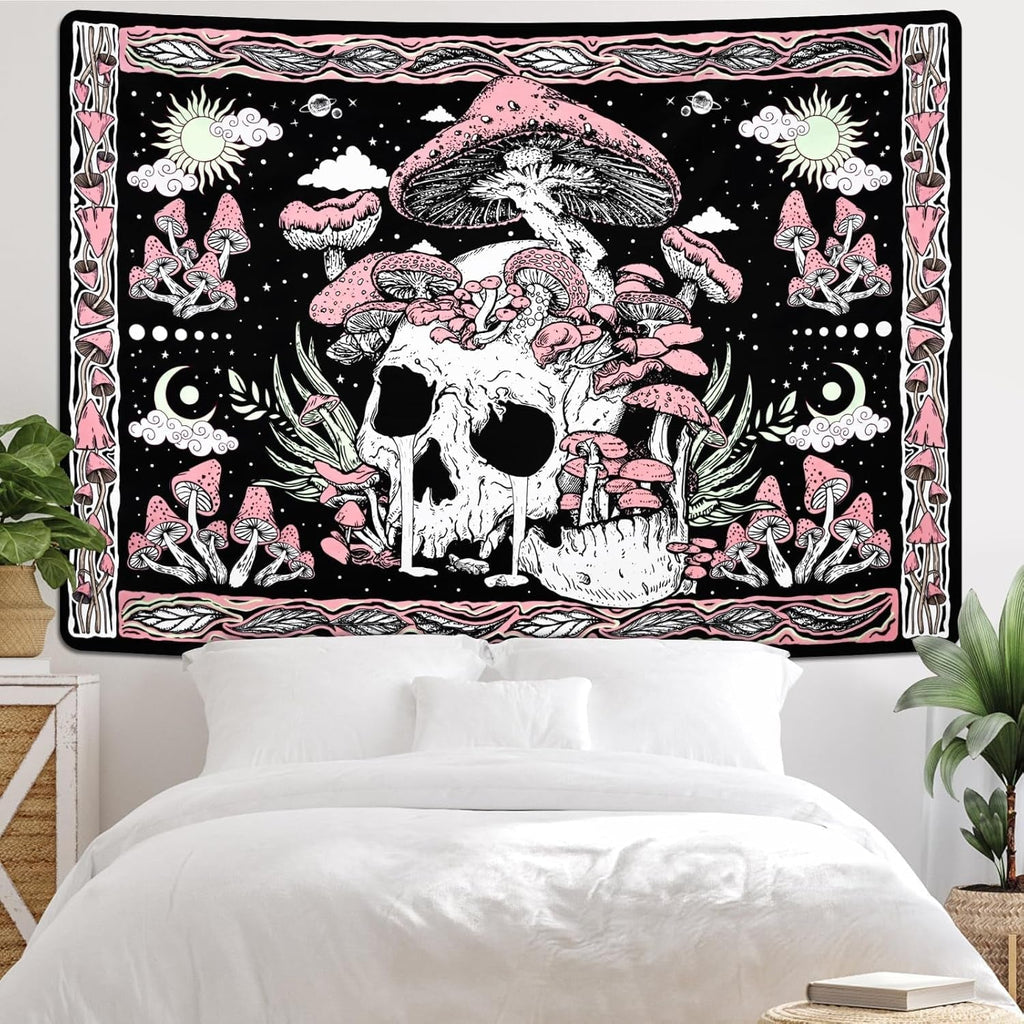 Tapiserie yugarlibi craniu roz ciuperci schelet Casa - Accesorii si Decoratiuni Naty Shop