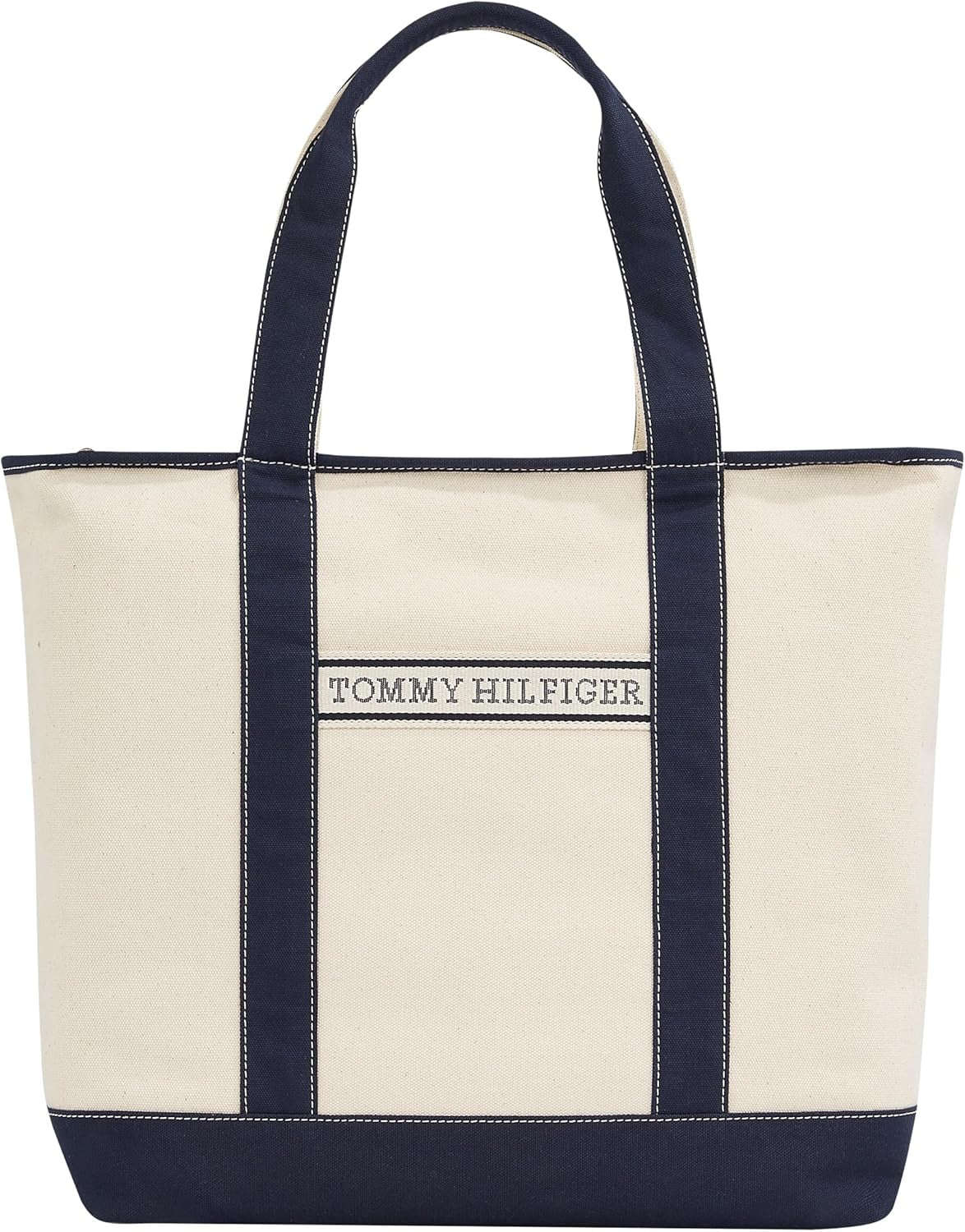 TOMMY HILFIGER Femeii Th Vara Canvas Tote Aw0aw17421 Tote sac Genti Femei Naty Shop Albastru (Space Blue)