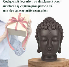 Zen'Light - Statuetă cu cap de Buddha - Decorațiune pentru Zen, meditație și feng shui - Cadou pentru o atmosferă relaxantă și spirituală - Statuetă de Buddha - Înălțime: 20 cm - Culoare: verde/maro Statuete si sculpturi Naty Shop